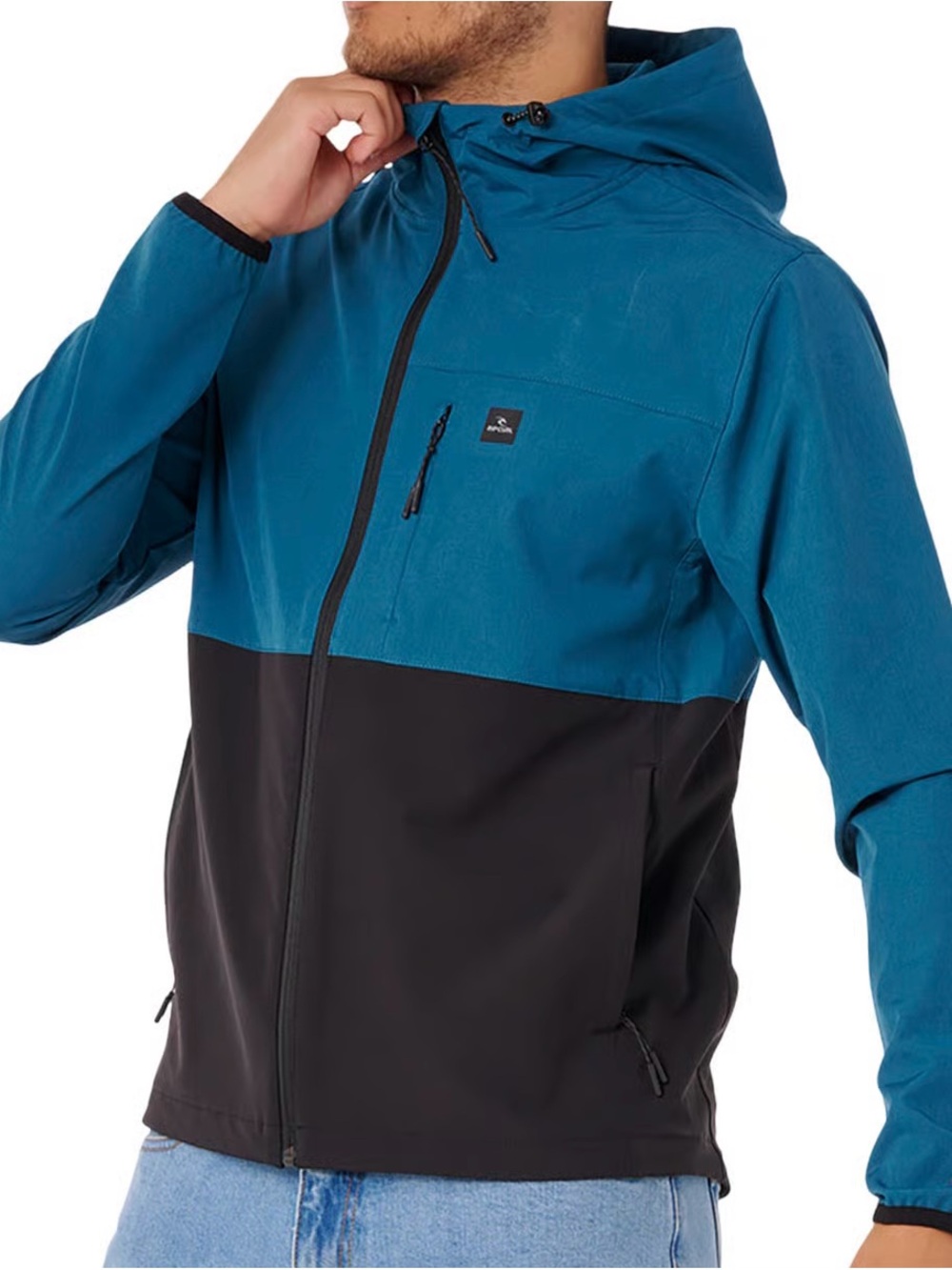 Ripcurl anti series Men's Two-Tone Blue and Black Hooded Jacket